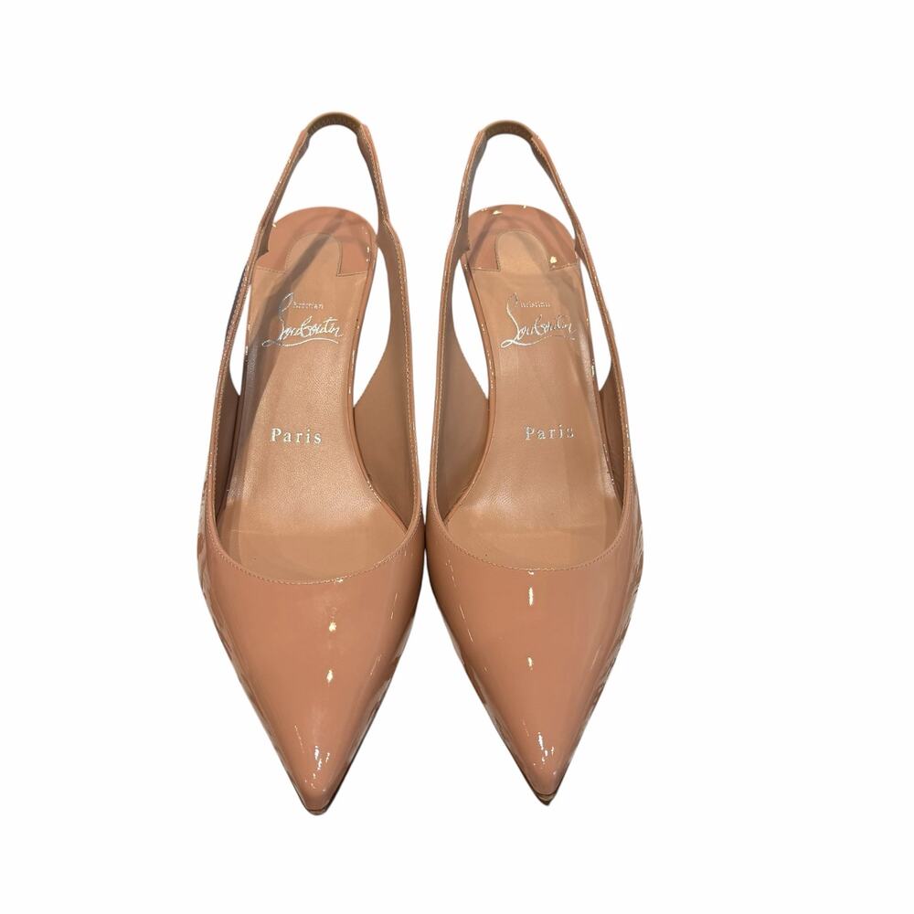 Christian Louboutin Hot Chick Sling Heel Patent Leather Blush Size 38.5 / US 8.5 - Picture 5 of 11